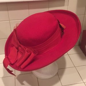 Deborah wide trim 100% wool church hat